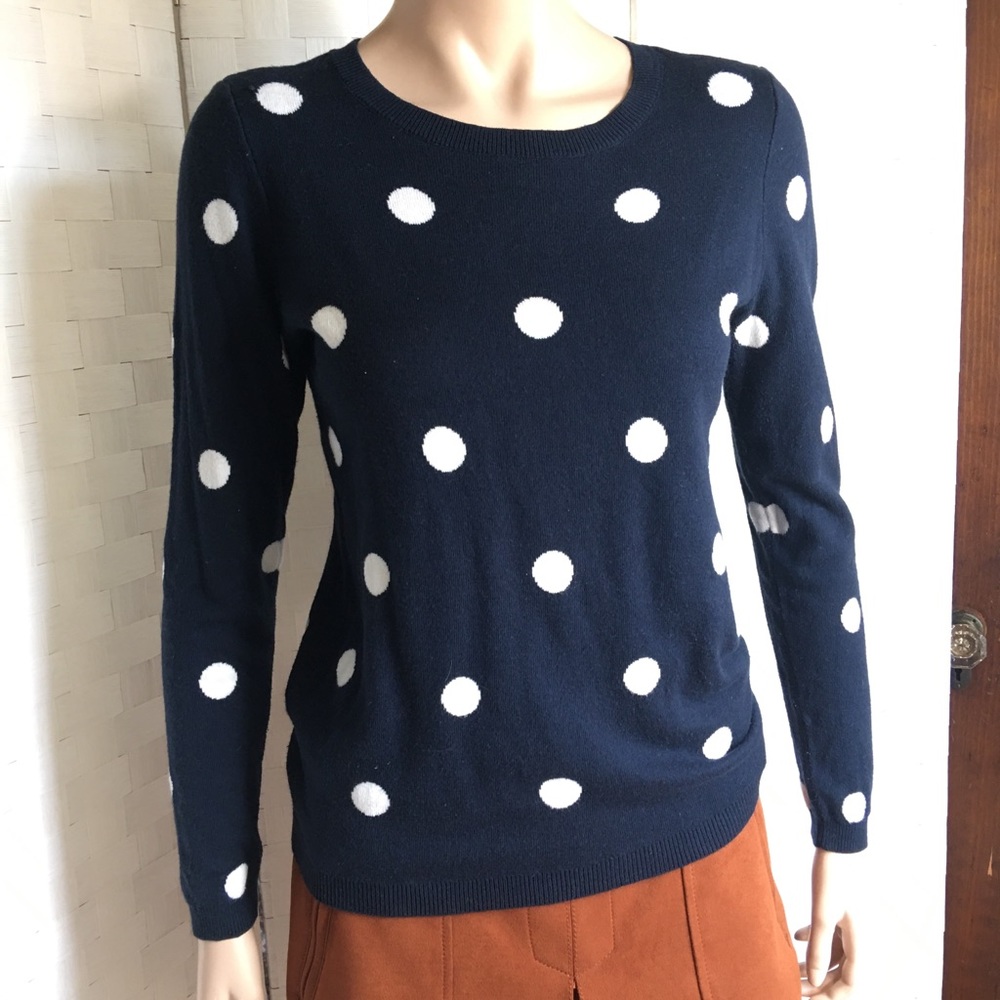 Talbots Navy Polka Dot Sweater Small